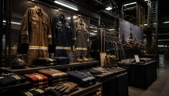 FR apparel on a vendor display